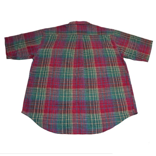 Vintage 90s Native Habit Men Tartan Plaid Short Sleeve Button Shirt Red Green XL - Picture 2 of 7