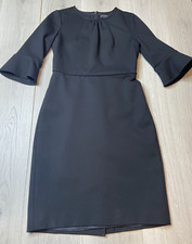 J.Crew Dress Women 4 Black Ponte Knit Classic Midi Flutter Sleeve Career Thick