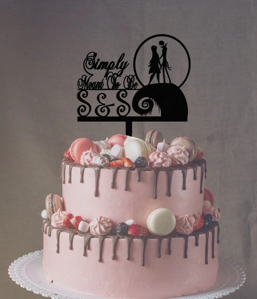 Topper de boda personalizado simplemente destinado a ser, adorno de Halloween, novia/novio Foto 2 de 4