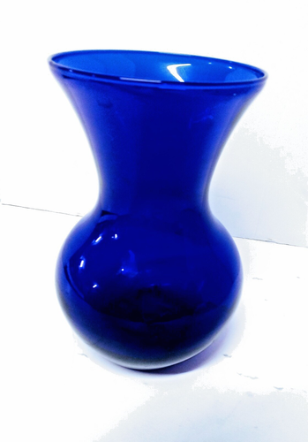 Cobalt Blue Glass Hourglass Flower Bouquet Vase 7.5" Tall 4"Diameter Top, 3" Bas - Picture 2 of 10