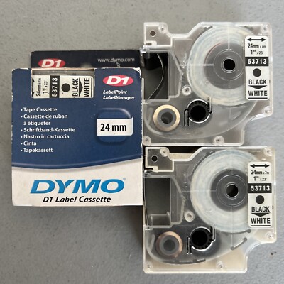 3 Pack Dymo D1 Label Tape 24mm x 3m Black on White Dymo Label Cassette