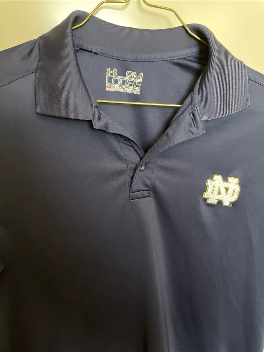 Under Armour Men s NOTRE DAME ND Blue Polo Golf Shirt Small Loose