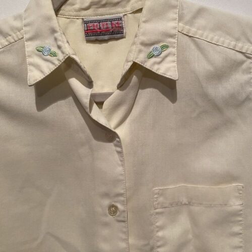 Vintage Womens Small Yellow Sleeveless Button Up Embroidered Y2K
