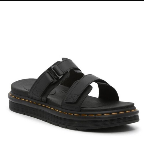Dr DOC Martens Men's Sz 10 Chilton Leather Slide Sandals Black Hydro