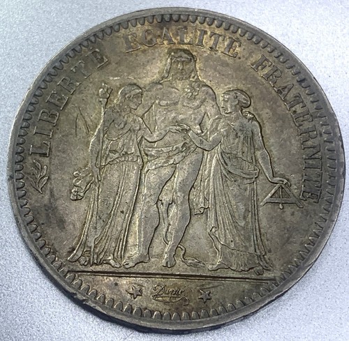 Frankreich 1873 A Silber fünf 5 Francs vz - AU Münze 3. Republik 90% Silber - SR401
