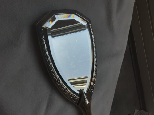 Jugendstil Handspiegel, Glas facettiert, 406 gr. 28,5 lang,11 breit,siehe Photos - Bild 10 von 11