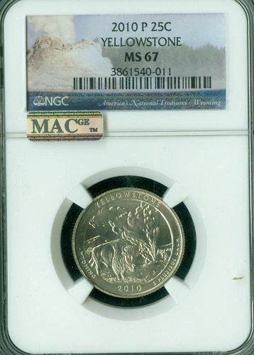 2010 P YELLOWSTONE QUARTER NGC MS67 PQ MAC SPOTLESS RARE *