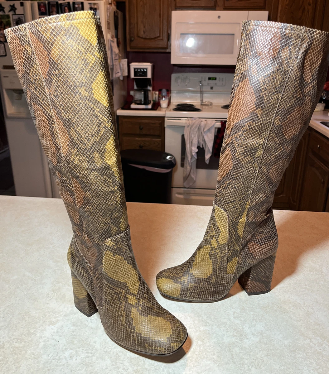 Free People Knee High Boots Women's Size 7 M / 37 High Ground Snakeskin  Embossed | eBay
