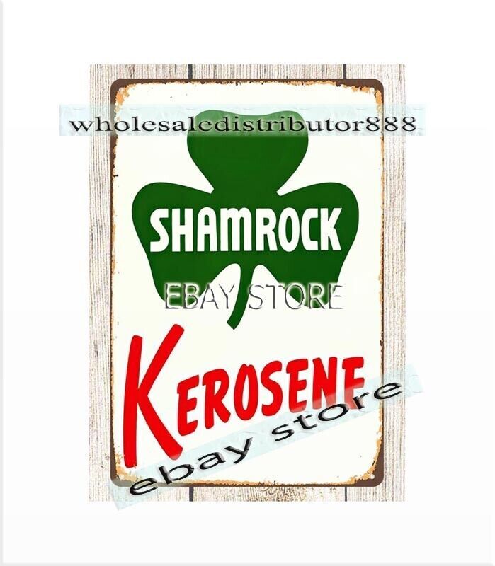Vintage Shamrock Kerosene Metal Tin Sign Western Decor