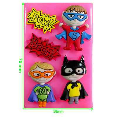 Superhelden Jungen Batman Superman Pow Boom Silikonform von Fairie Blessings