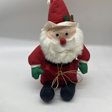 Vintage International Silver Co 1995 Nylon Puffy Santa Claus Plush Gift Holder