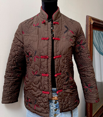  Unique Asian Full Insulated Pocketed Jacket Embroidered,Ethnic,Boho,sizeXS