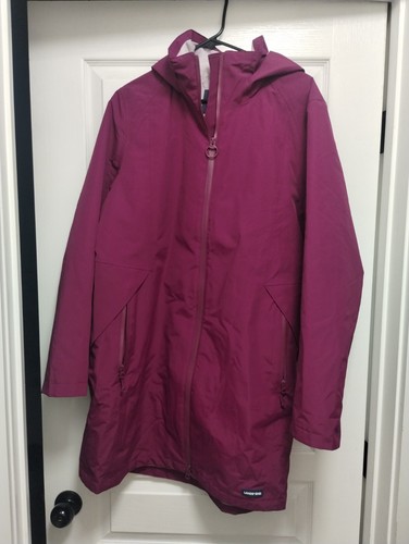 Lands End Rain Jacket Womens Large14/16 Purple Hooded Lined Windbreaker raincoat