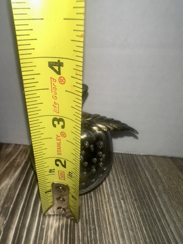 Fermacarte vintage vetro artistico trasparente con bolle controllate mela con stelo ottone - Foto 5 di 5