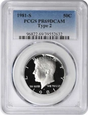 1981-S Type 2 Kennedy Half PR69DCAM PCGS Proof 69 Deep Cameo Clear 'S'