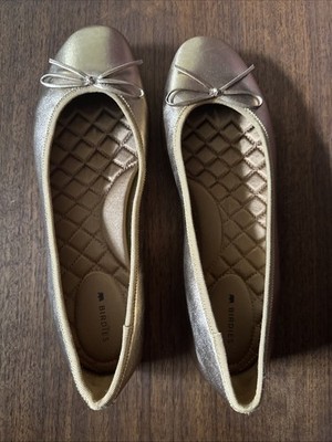 Birdies Hummingbird Ballet Flats Vintage Gold Leather, Size 8.5