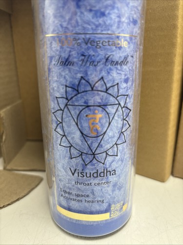 Aloha Bay Chakra Candle 4 Visuddha Blue Unscented 16 Oz Jar Vegan Fair Trade NIB - Picture 4 of 6