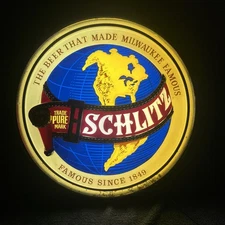 VINTAGE SCHLITZ BEER TWO SIDED LIGHT UP SIGN MILWAUKEE 18.5” X 4.5”