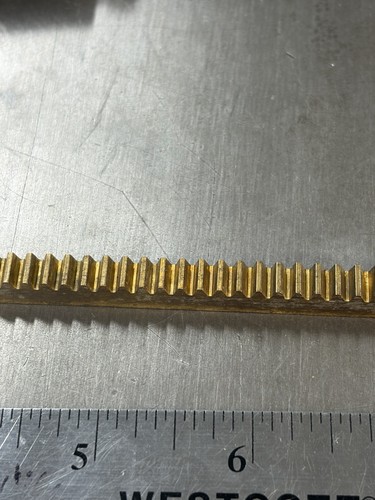 10” LONG BRASS GEAR RACK 24 PITCH 5/16” TALL 20° PRESSURE ANGLE .238” WIDE