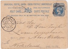 1898 PERIM ADEN scarce postmark PS CARD INDIA to Netherlands seldom seen