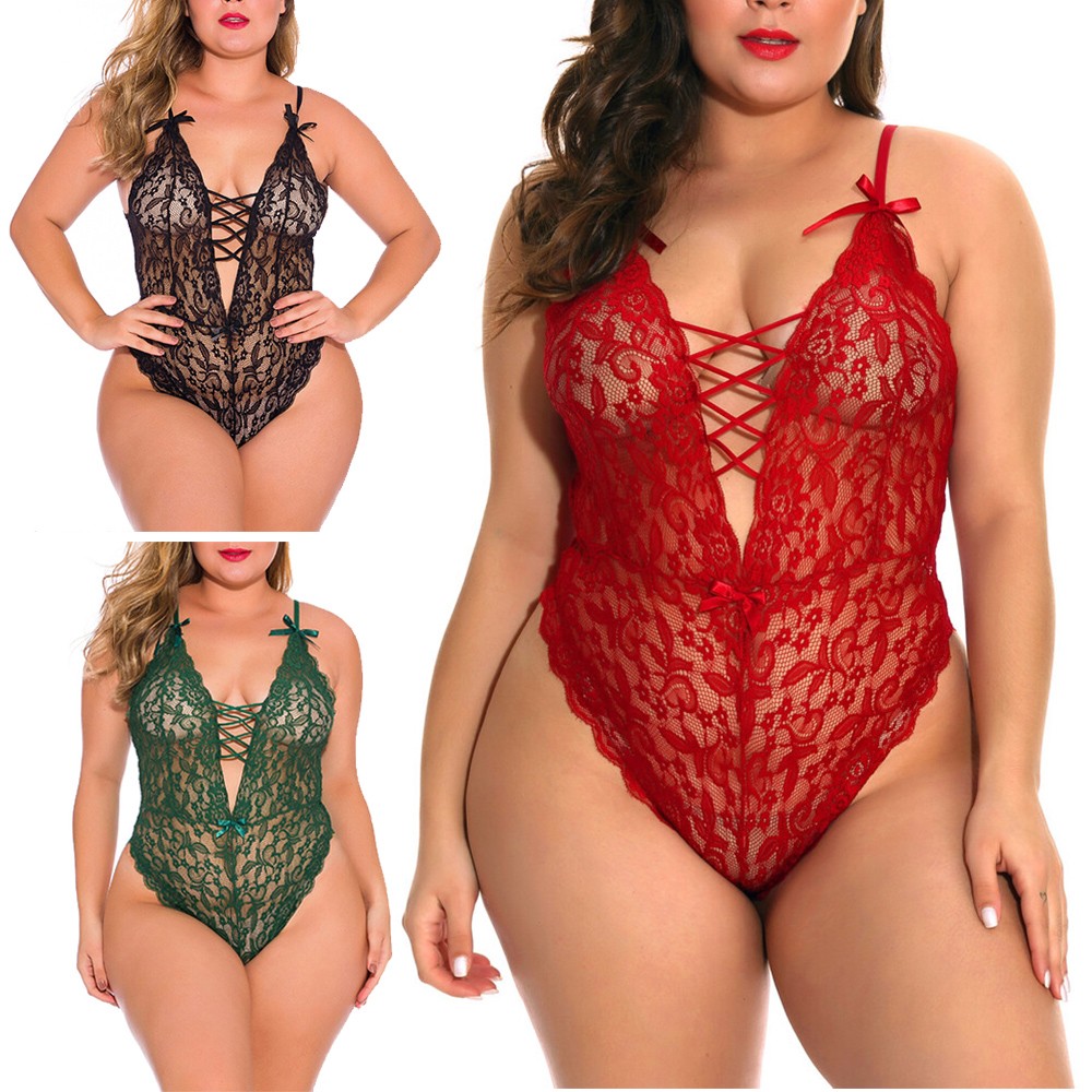 lingerie for women sexy one-piece teddy lingerie bodysuit lace nightie Chunoy Women Sexy Lingerie One Piece Lace Lingerie Bodysuit Deep V Teddy  Babydoll Nightgown Sleepwear main image 0