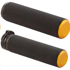 Arlen Ness Fusion Series Grips - Knurled - Gold Anodized Motorcycle Street Bike