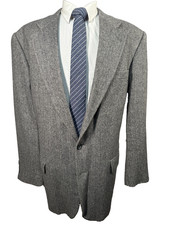 CRICKETEER Mens Gray HERRINGBONE WOOL CAMEL HAIR Sport Coat Blazer Jacket 46L