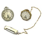Watches W/ Chain Lot of 2 #Wb2150-5 Elgin Open Face 7-15j 16-18s Men's Pocket