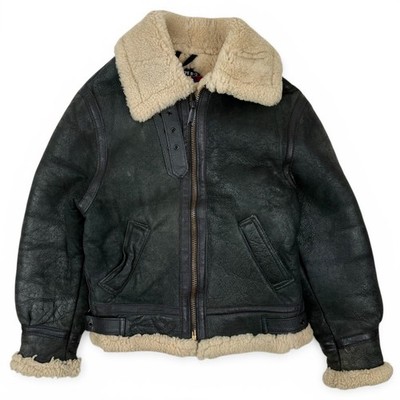 Schott B-3 Lammfell Leder Bomber Fliegerjacke Small Medium