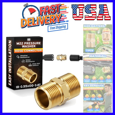 #ad Male to Male Hose Adapter M22 14mm Quick Connect Pressure Washer Hose Coup... $17.09