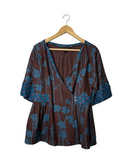 Marc By Marc Jacobs Floral 100% Silk Wrap V Neck Blouse Large