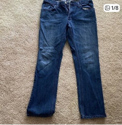 Men Free World Night Train Regular Straight Denim Jeans  Cotton Button Zipper