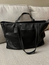 Vintage Coach  HAMPTONS BLACK LEATHER XL MULTI BUS Diaper TOTE BAG SATCHEL 7790