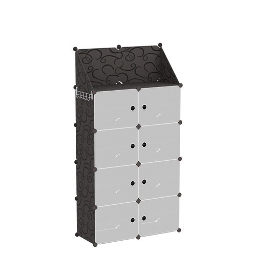 Shoe Rack 8 Tier Storage Cabinet with Doors, Key Holder, Portable Shoes Organ... - Picture 4 of 8