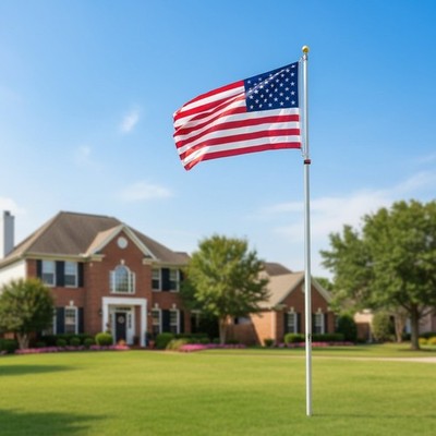 Patriotic 20ft Telescoping Flag Pole with American Flag for Yard or Garden