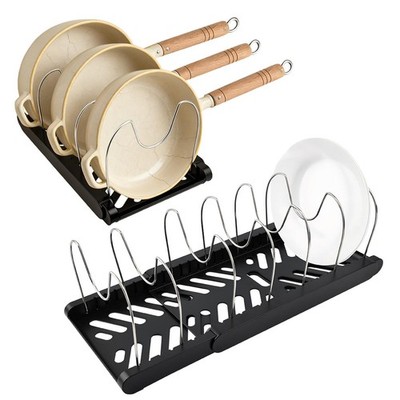 Pots and Pans Organizer for under Cabinet, Expandable Pot Lid Holder with 10 ...