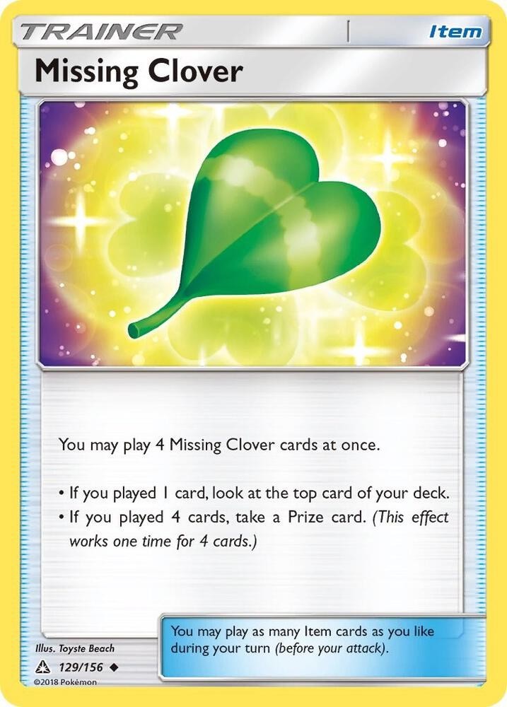 Missing Clover 129/156 Normal Pokemon TCG SM - Ultra Prism Lightly Played
