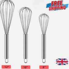 Stainless Steel Hand Whisk Mixer Balloon Egg Milk Beater Kitchen Cooking UK Tool