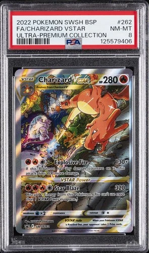 2022 POKEMON SWSH BLACK STAR PROMO #262 FULL ART/CHARIZARD VSTAR PSA 8