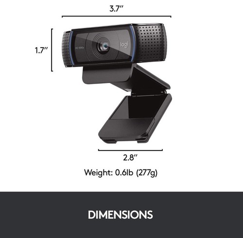 Logitech C920 Pro HD Webcam Desktop Laptop Widescreen Video Calling Recording - Afbeelding 5 van 11