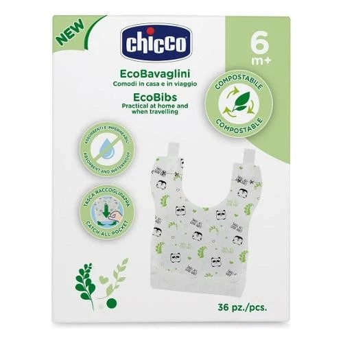 36 Pack Organic Disposable Compostable Disposable Bibs Chicco