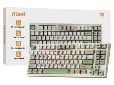 Kisnt KN85 Wireless Mechanical Keyboard, 75% Layout, Industrial Gray