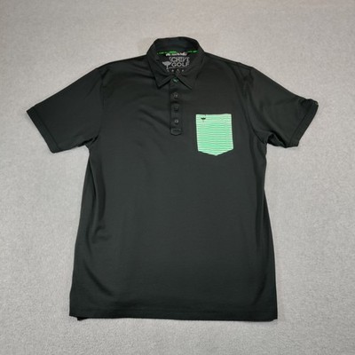 Travis Mathew theCHIVE Chive Golf Polo Mens XL Black Green Pocket