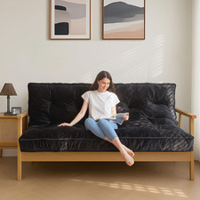 6" Futon Mattress Full Size, Velvet Thick Futons Sofa Couch Bed, Versatile Floor