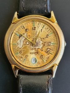 Authentic Faulty - Swistar 7557M 18k Electro Gold Plated Quartz Watch Wristwatch Swiss