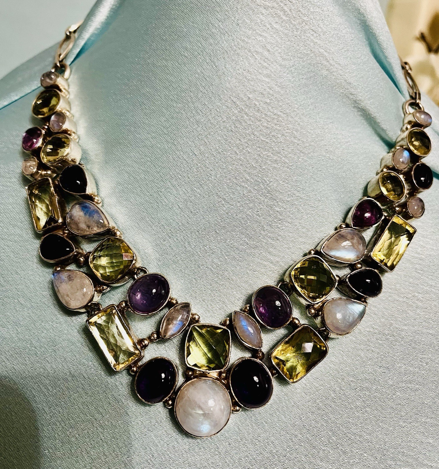 Sterling Silver Multi-gem Moonstone Tourmaline Am… - image 5