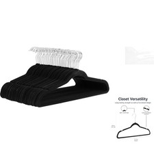 Pack of 50 Slim Velvet Hangers - Stylish, Non-Slip Designs in Classic Black