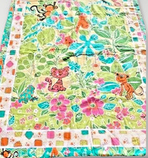 Handmade Quilt Nursery Baby Room Boho Jungle Animal Colorful Boho VTG 44 X 33