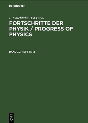 F. Kaschluhn Fortschritte Der Physik / Progress  (Gebundene Ausgabe) (US IMPORT)