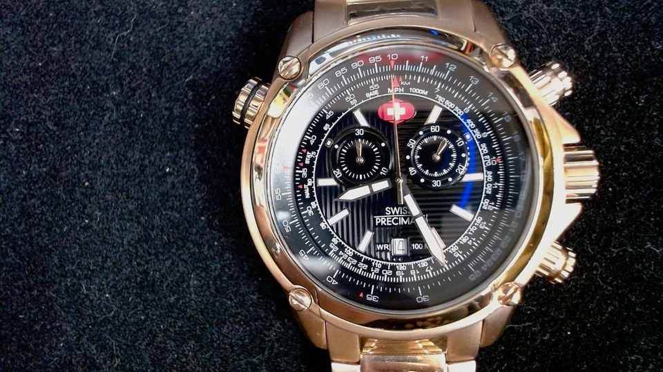 Swiss Precimax Chronograph Quartz Swiss Black dial Bronze case/band  - Image 2 of 4